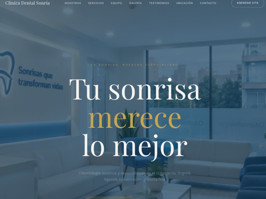 Vista previa del inicio del sitio web Clínica Dental Sonría